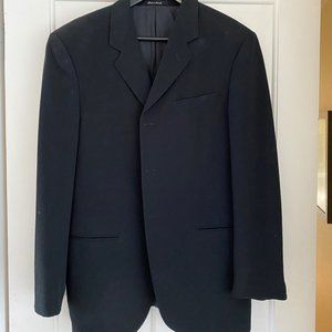 Mani men's wool blend 3-button black suit